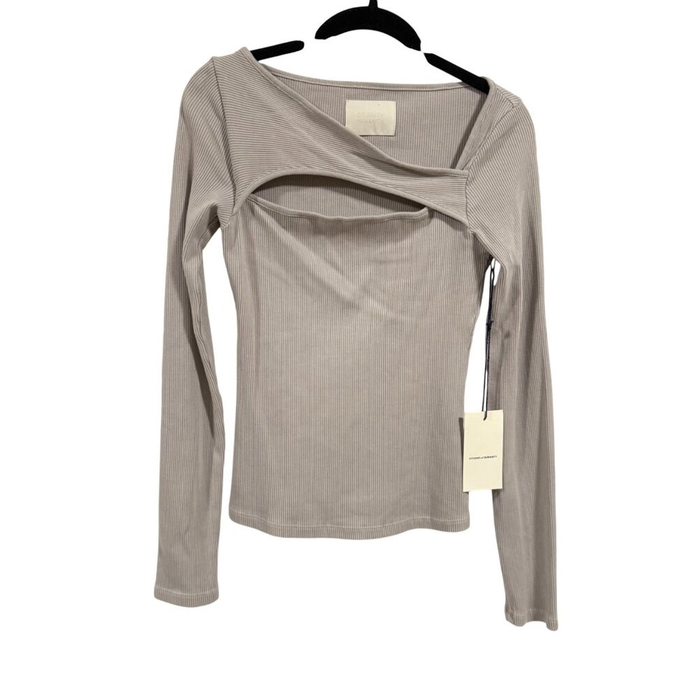 Citizens of Humanity Iris‎ Long Sleeve Cut-Off Top in Greysmoke Size S NWT